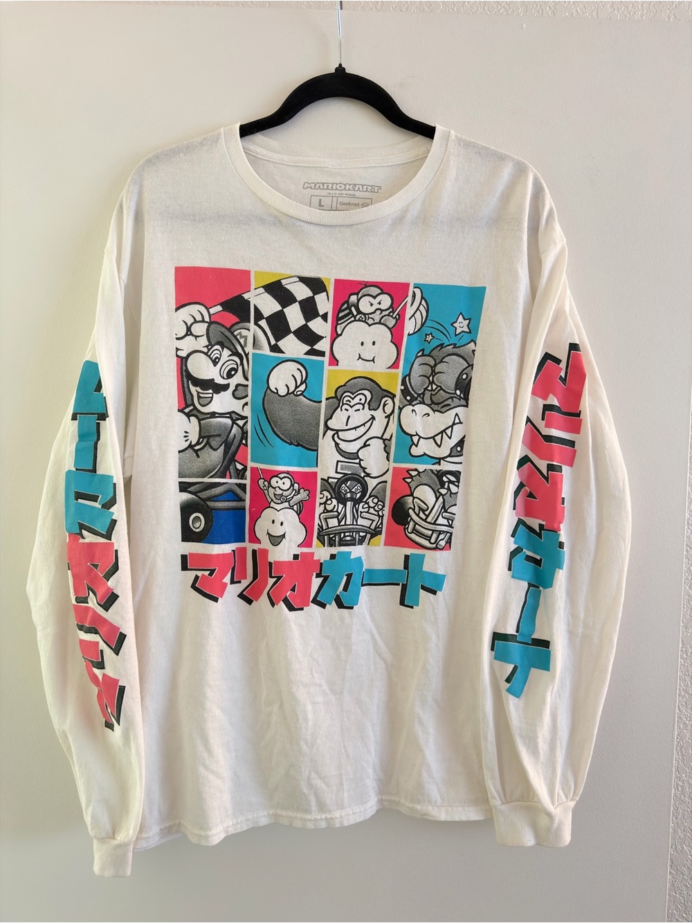 Mario Kart White Graphic Long-Sleeve Men’s Shirt